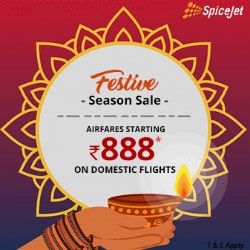 LIMITED : From ₹ 888 on SpiceJet Festive Domestic Bookings