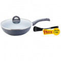 Flat 32% OFF on Granite Wok With Lid 24 Cm