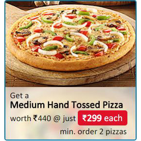 Flat ₹ 299 on 2 Medium Pizza's worth ₹ 450